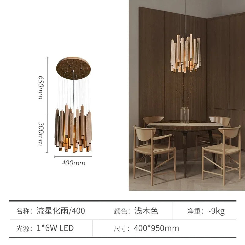 Retro Japanese Wood Pendant Light