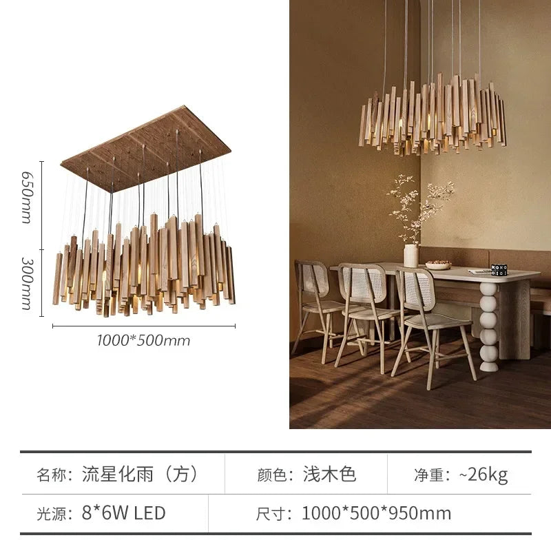 Retro Japanese Wood Pendant Light