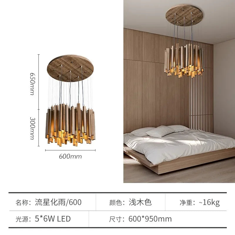 Retro Japanese Wood Pendant Light