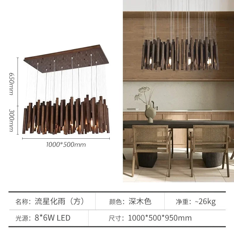 Retro Japanese Wood Pendant Light