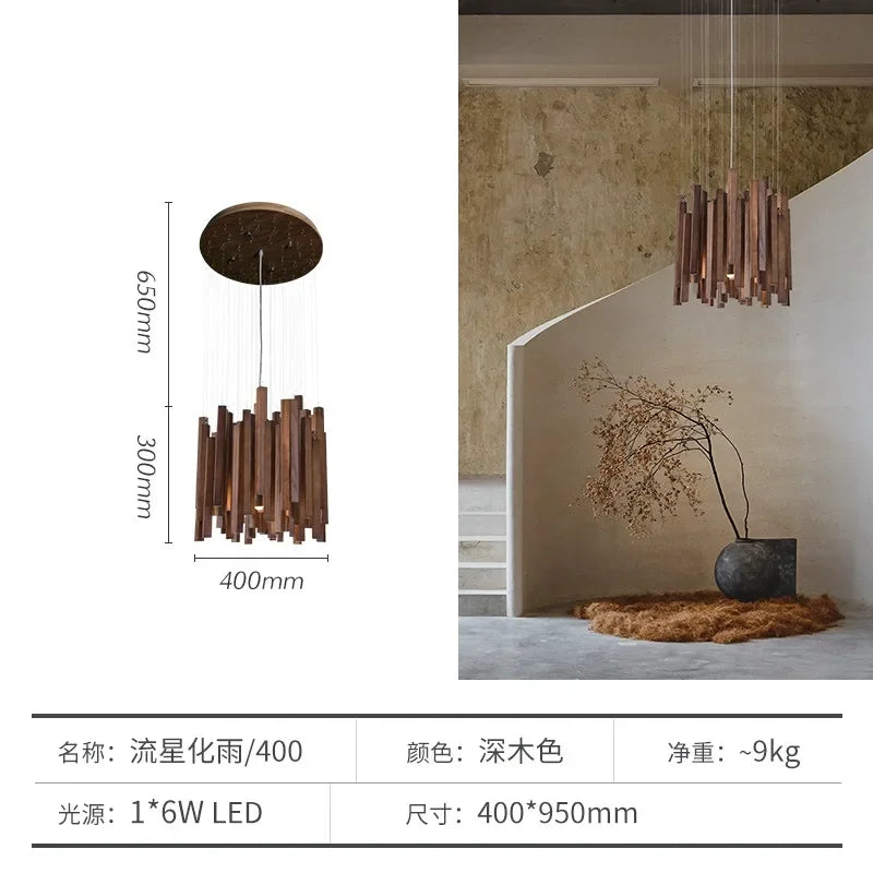 Retro Japanese Wood Pendant Light