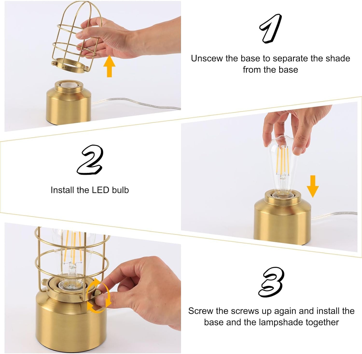 Haian 𝗦𝗺𝗮𝗹𝗹 𝗧𝗼𝘂𝗰𝗵 𝗚𝗼𝗹𝗱 𝗧𝗮𝗯𝗹𝗲 𝗟𝗮𝗺𝗽 for Small Spaces - 3 Way Dimmable Industrial Bedside Lamp - Steampunk Antique Nightstar